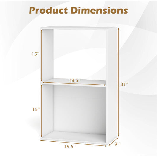Set of 2 3-Tier Bookshelf with Open Storage Compartment and Freestanding Display Shelf-Black W2B