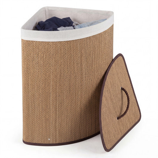 15 Gal Capacity Bamboo Laundry Hamper with Removable Liner-Brown W2B