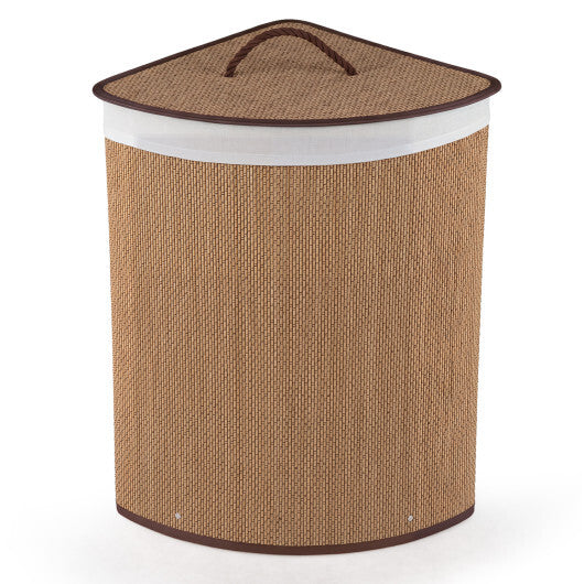 15 Gal Capacity Bamboo Laundry Hamper with Removable Liner-Brown W2B
