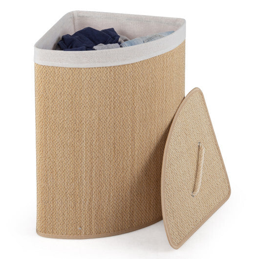 15 Gal Capacity Bamboo Laundry Hamper with Removable Liner-Brown W2B