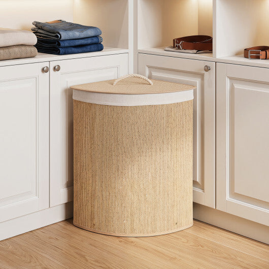 15 Gal Capacity Bamboo Laundry Hamper with Removable Liner-Brown W2B