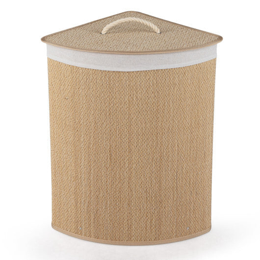 15 Gal Capacity Bamboo Laundry Hamper with Removable Liner-Brown W2B