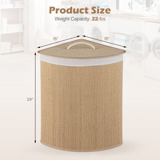 15 Gal Capacity Bamboo Laundry Hamper with Removable Liner-Brown W2B