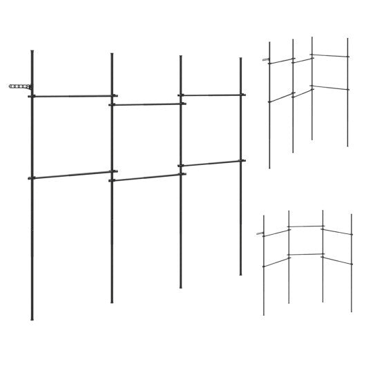 Adjustable Floor to Ceiling Clothes Rack with 6 Hanging Rods-Black W2B
