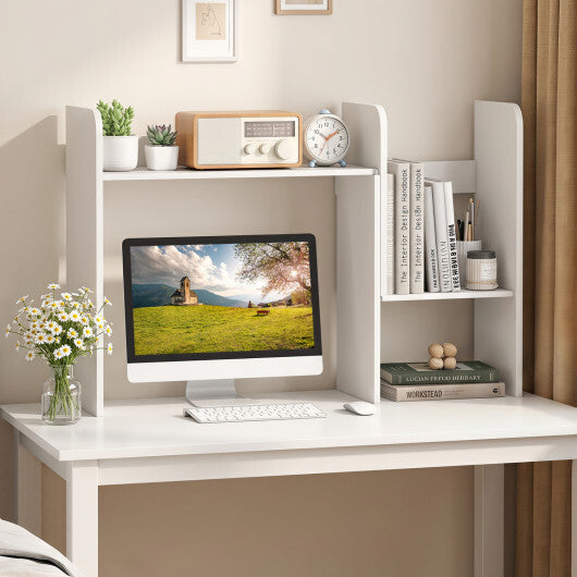 Expandable Desk Bookshelf with Open Cubes and Desktop Display Rack-Rustic Brown W2B