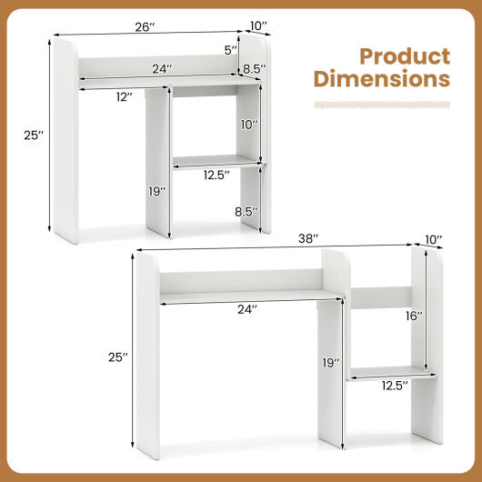 Expandable Desk Bookshelf with Open Cubes and Desktop Display Rack-Rustic Brown W2B