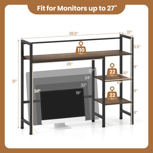 Desktop Bookshelf 38.5" W with Storage Display Rack for Home Office-Black W2B