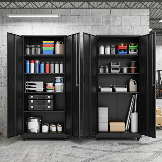 Rolling Metal Storage Cabinet 73 Inches Lockable File Cabinet with 4 Smooth Wheels-Black W2B