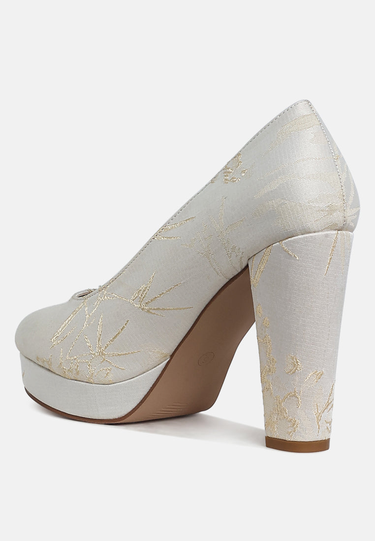 Jastour Platform Block Heel Pumps London Rag