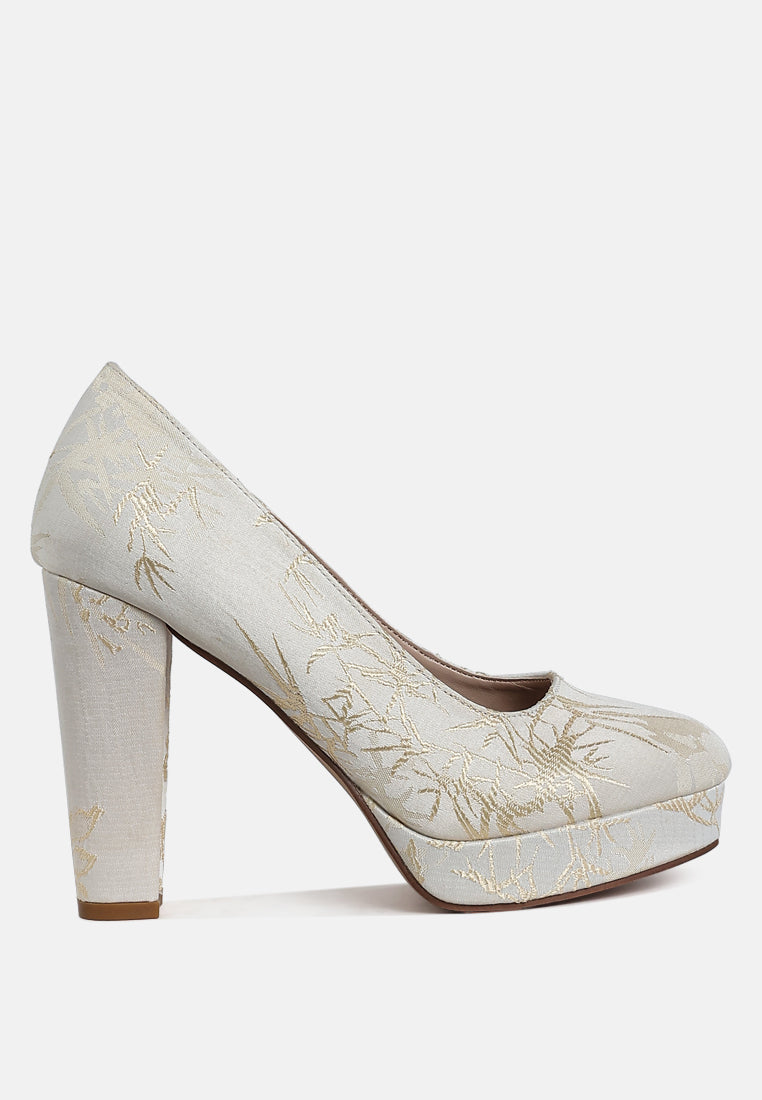 Jastour Platform Block Heel Pumps London Rag