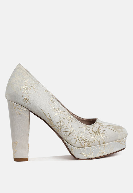 Jastour Platform Block Heel Pumps London Rag