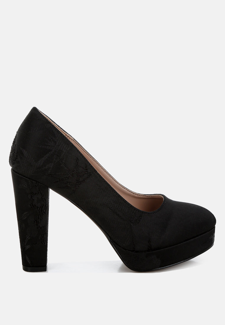 Jastour Platform Block Heel Pumps London Rag