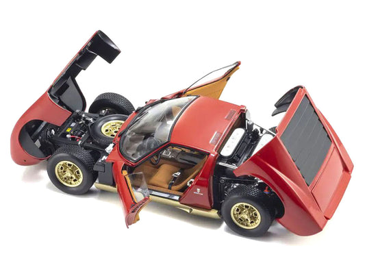 Lamborghini Miura P 400 Red with Gold Accents 1/18 Diecast Model Car by Kyosho-1