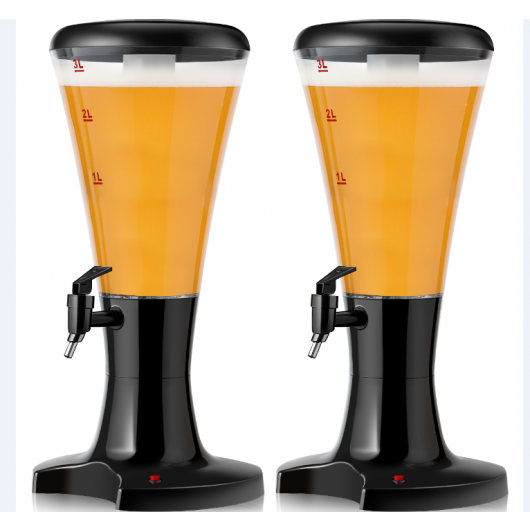 Set of 2 3L Draft Beer Tower Dispenser with LED Lights