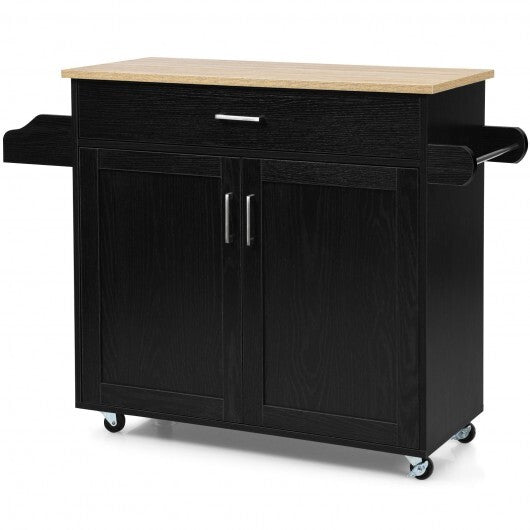 Rolling Kitchen Island Cart with Towel and Spice Rack-Gray W2B