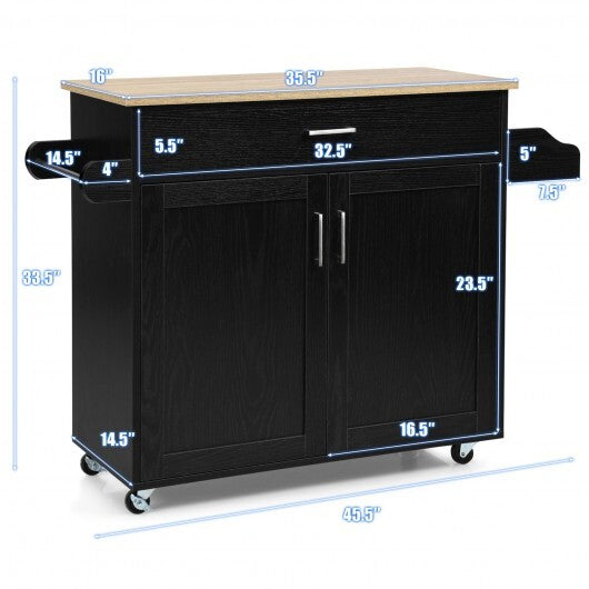 Rolling Kitchen Island Cart with Towel and Spice Rack-Gray W2B