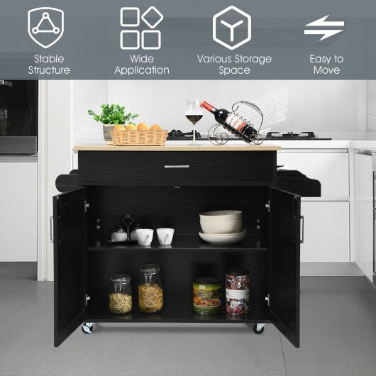 Rolling Kitchen Island Cart with Towel and Spice Rack-Gray W2B