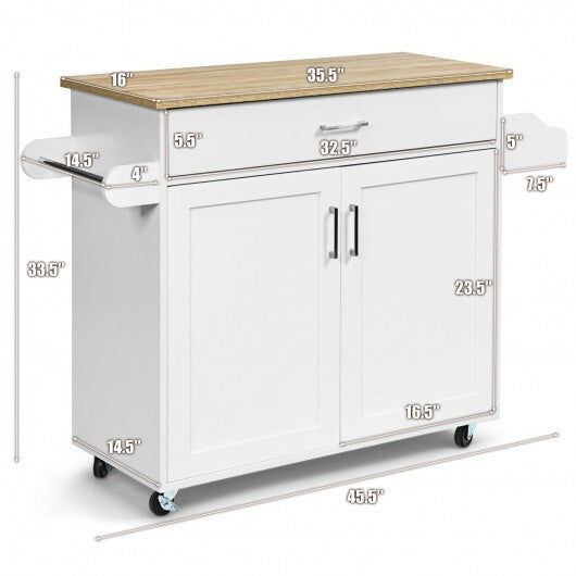 Rolling Kitchen Island Cart with Towel and Spice Rack-Gray W2B
