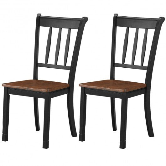 2 Pieces Solid Whitesburg Spindle Back Wood Dining Chairs-Black W2B