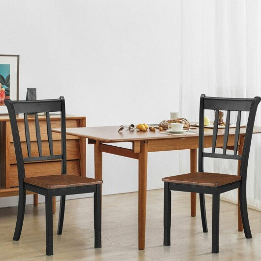 2 Pieces Solid Whitesburg Spindle Back Wood Dining Chairs-Black W2B