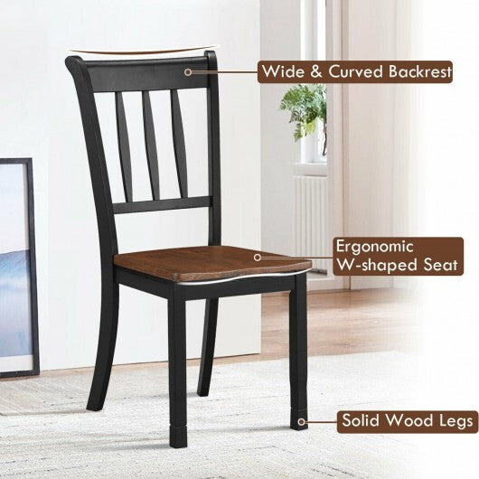 2 Pieces Solid Whitesburg Spindle Back Wood Dining Chairs-Black W2B
