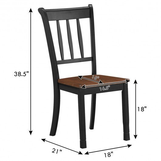 2 Pieces Solid Whitesburg Spindle Back Wood Dining Chairs-Black W2B