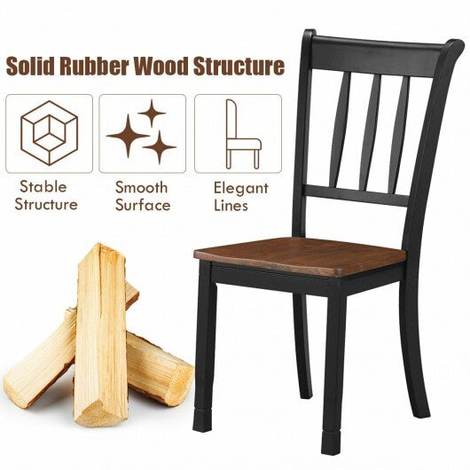 2 Pieces Solid Whitesburg Spindle Back Wood Dining Chairs-Black W2B