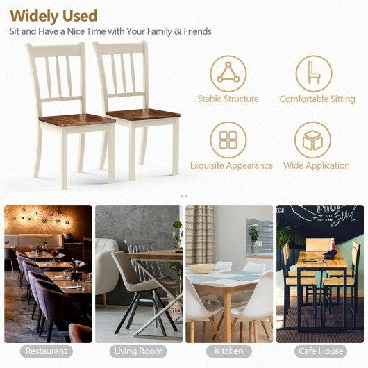 2 Pieces Solid Whitesburg Spindle Back Wood Dining Chairs-Black W2B