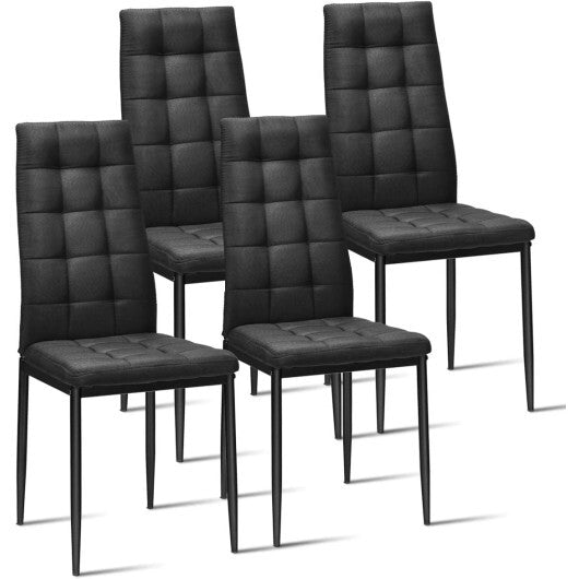 Set of 4 Fabric Dining Chairs Set with Upholstered Cushion and High Back W2B