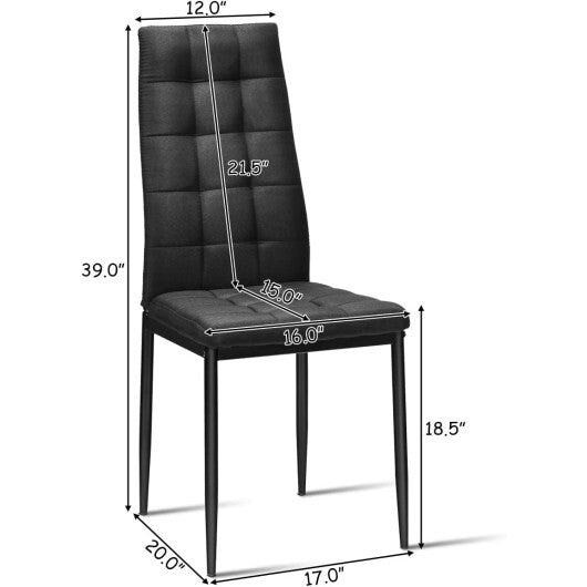 Set of 4 Fabric Dining Chairs Set with Upholstered Cushion and High Back W2B
