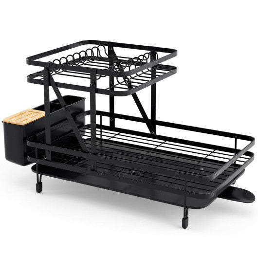 2-Tier Collapsible Dish Rack with Removable Drip Tray W2B