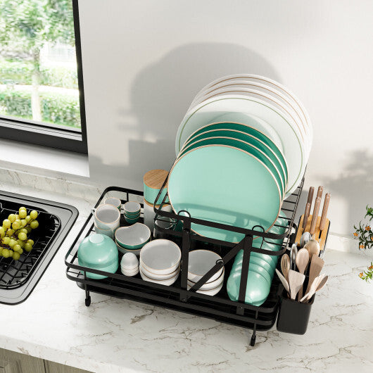 2-Tier Collapsible Dish Rack with Removable Drip Tray W2B