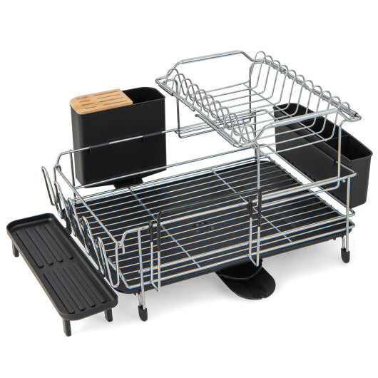 2-Tier Detachable Dish Rack with Drainboard and 360? Swivel Spout W2B