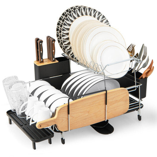 2-Tier Detachable Dish Rack with Drainboard and 360? Swivel Spout W2B