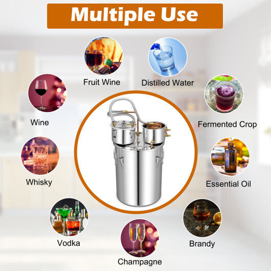 5/10 Gal 22/38 L Water Alcohol Distiller for DIY Whisky-5 Gal W2B