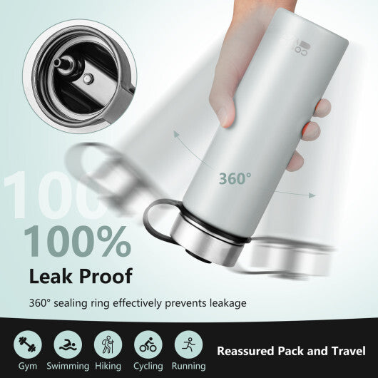 22 Oz Double-walled Insulated Stainless Steel Water Bottle with 2 Lids and Straw-Beige