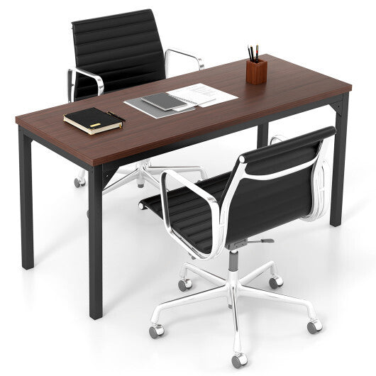 55 Inch Conference Table with Heavy-duty Metal Frame-Brown W2B
