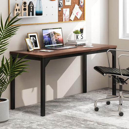 55 Inch Conference Table with Heavy-duty Metal Frame-Brown W2B