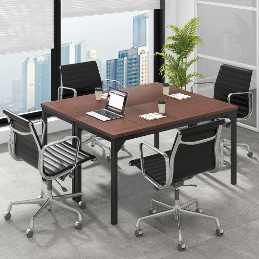 55 Inch Conference Table with Heavy-duty Metal Frame-Brown W2B