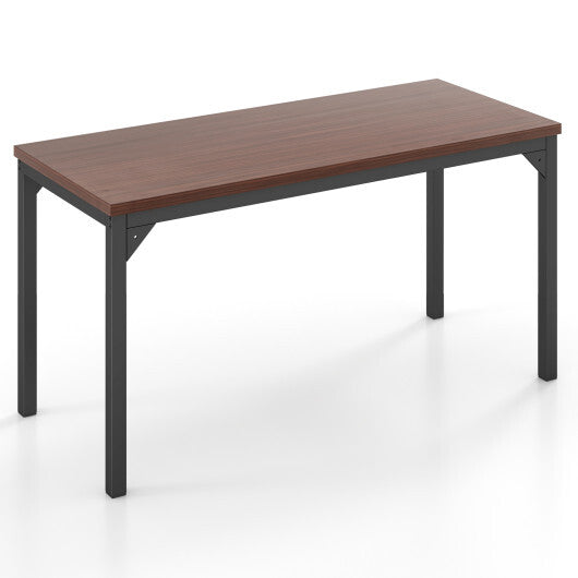 55 Inch Conference Table with Heavy-duty Metal Frame-Brown W2B