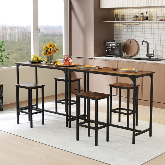 Industrial 3-Piece 47.5" Counter-Height Dining Table and 2 Bar Stools-Coffee