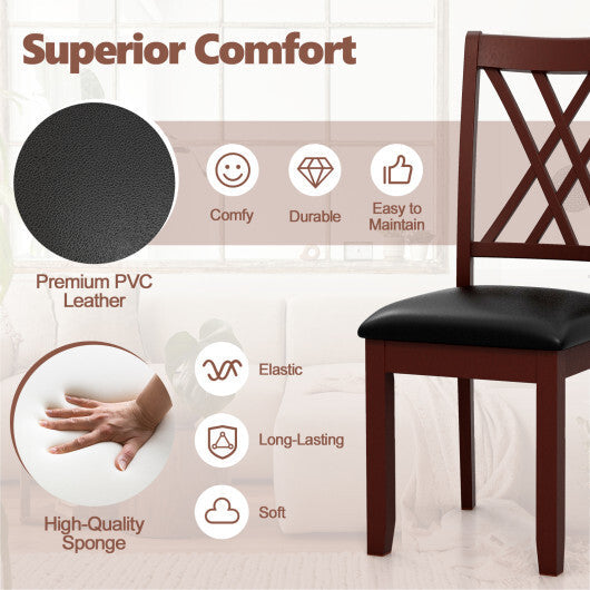 Set of 2 Dining Chair with Backrest and Padded Seat-Brown W2B