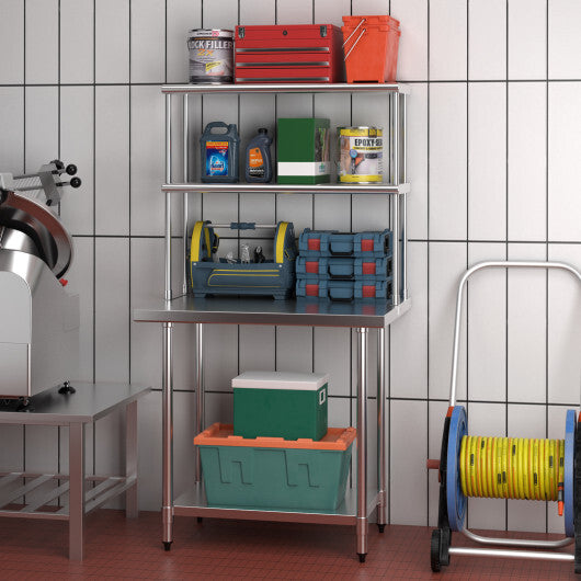 36 x 12 Inch Kitchen Stainless Steel Overshelf with Adjustable Lower Shelf