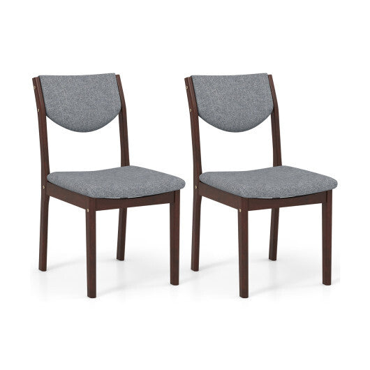 Set of 2 Wood Kitchen Chairs with Faux Leather Upholstered Seat-Coffee W2B