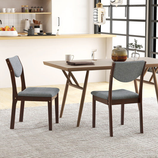 Set of 2 Wood Kitchen Chairs with Faux Leather Upholstered Seat-Coffee W2B