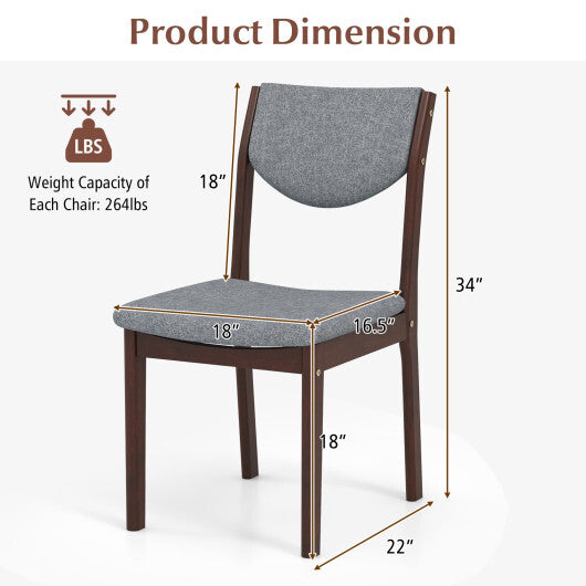 Set of 2 Wood Kitchen Chairs with Faux Leather Upholstered Seat-Coffee W2B