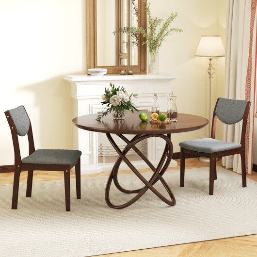 Set of 2 Wood Kitchen Chairs with Faux Leather Upholstered Seat-Coffee W2B