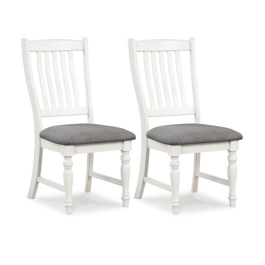 Set of 2 Dining Chairs Kitchen Side Chair with Solid Wood Legs-White