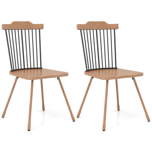 Dining Chair with Spindle Back and Ergonomic Contoured Seat Set of 2-Natural
