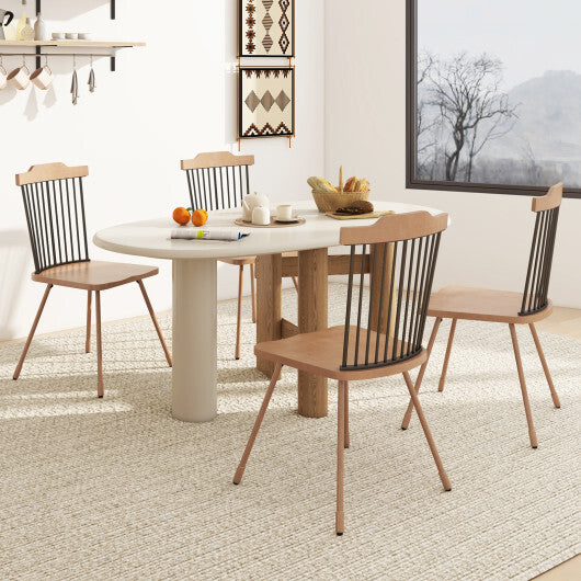 Dining Chair with Spindle Back and Ergonomic Contoured Seat Set of 2-Natural